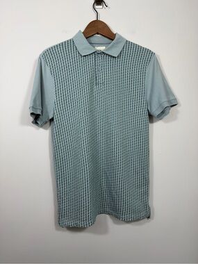 Fossil Vintage Fit Men’s Small Blue Textured Knit Polo Shirt Retro